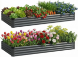 Rujkodvh 6x2x1ft Rectangle Metal Raised Garden Bed Kit (2-Pieces) for $37.49