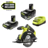 RYOBI ONE+ 18V Circular Saw Kit with 2 Batteries & Charger for $99.00