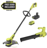 RYOBI ONE+ 18V Cordless String Trimmer and Leaf Blower Kit for $99 $99.00