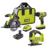 RYOBI ONE+ 18V Cordless 2-Tool Combo Kit with Jig Saw – $129.00