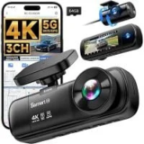 Sarmert C3 4K Dash Camera w/ 1080p Rear & Cabin Cams, 64GB Card – $34.99