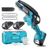 Seesii CH600+ 6″ Electric Cordless Mini Chainsaw Kit with 2 Batteries for $19.74