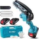 Seesii M6 Lite 6″ 900W Cordless Electric Chainsaw Kit with 2 Batteries for $19.74