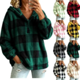Sherpa Plaid Fleece Hoodie for $14.99