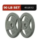 Signature Fitness 2-Inch Cast Iron Weight Plates Set – 2 x 45Lb for $49.99