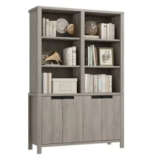 SLEKVERSA 70.7″ Tall Bookshelf with Double Storage for $100