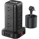 SmallRT 15ft USB C Power Strip Surge Protector Tower for $17.99