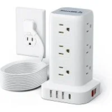 Smallrt 16.5FT Flat Plug Surge Protector Power Strip Tower for $17.99