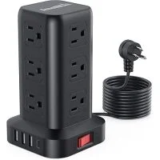 Smallrt 12-Outlet Surge Protector Power Strip Tower with 4 USB Ports – $16.99