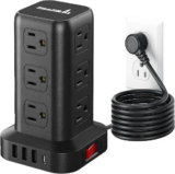 SMALLRT Surge Protector Power Strip Tower with 12 AC Outlets and 20W USB-C for $16.99
