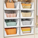 SNSLXH 5 Pack Stackable Closet Storage Baskets for $32.37