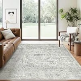 5×7 Grey Low Pile Indoor Washable Area Rug for $24.99