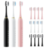 Sonic Electric Toothbrush Set – 3-Pack with 12 Replacement Heads for $16.99