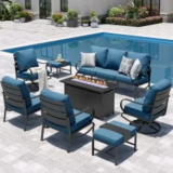 Sophia & William Patio Furniture Set for 9 with 45″ Gas Fire Pit Table – $1409