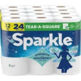 Sparkle Tear-A-Square Paper Towels (12 Double Rolls) for $13.97