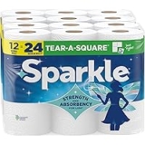 Sparkle Tear-A-Square Paper Towels – 12 Double Rolls for $13.97