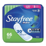 Stayfree Super Maxi Pads (Unscented, 66-Count) $5.10 at Amazon (Clip Coupon + Subscribe & Save)
