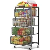 Sunally 4-Tier Metal Rolling Kitchen Cart with Drawers for $32.49