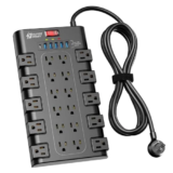 SUPERDANNY Surge Protector with 22 AC Outlets and 6 USB Ports for $19.99