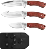 3-Piece Swiss+Tech Full Tang Hunting Knife Set with Sheath – $12