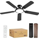 TCL 52-Inch Low Profile Ceiling Fan with Light and Remote Control for $69.59