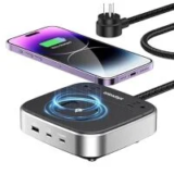 TeleAdapt 67W 6-in-1 GaN Charging Station with 2 Outlets, 3 USB Ports, Wireless Charging – $24.99