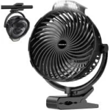 Tenvolti H2 10000mAh Rechargeable 8″ Clip-on Fan with LED Light for $15.99