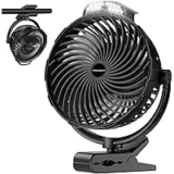 Tenvolti H2 10000mAh Rechargeable Clip-On Fan with LED Light for $15.99