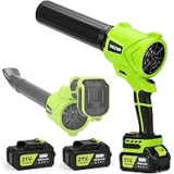Tneltueb 21V 6-Speed Cordless Leaf Blower with 2 Batteries for $38.49