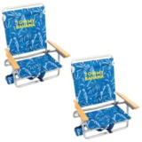 Tommy Bahama 2-Pack 5-Position Classic Lay Flat Backpack Beach Chairs for $51