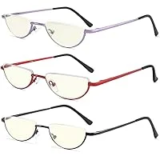 3-Pack TOVEEN Half Lens Reading Glasses with Blue Light Blocking for $11.99