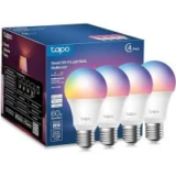 TP-Link Tapo 60W RGBW Dimmable Smart Light Bulbs (4-Pack) for $24.99