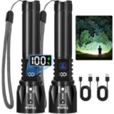 2-Pack TrixHub Zoomable Rechargeable LED Flashlights with LCD Display for $9.87