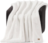 UGG Euphoria Faux Fur Throw Blanket, Warm Fluffy Throw for Couch or Bed, Luxury Bedroom Decor, Fluffy Blankets, Machine Washable, 50-inch x 70-inch, White Snow $55 [ 48% off ]