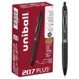 Uniball 207 Plus+ Gel Pens, Black Ink, 0.7mm, 12 Count for $11.38