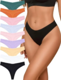 V-Waisted Cotton Thong Underwear for Women – 9 Pack for $6.79