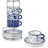 Vancasso Vintage Blue 2.5oz Espresso Cups Set of 4 for $14.99