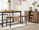 2-Pack VASAGLE Industrial Dining Benches with Steel Frame for $55