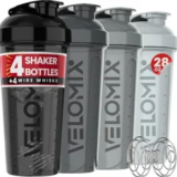 VELOMIX 4-Pack 28 oz Protein Shaker Bottles for $9.99