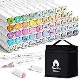VigorFun Alcohol Markers Brush Tip Set – 52 Pastel Colors for $12.49