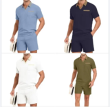 Waffle Knit Polo Shirt and Shorts Set for $10.99