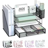 WALI 4-Tier Desktop Paper Letter Tray Organizer with Drawer for $10.02