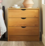 Walker Edison Declan 3 Drawer Nightstand in Caramel Brown for $64