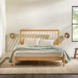 Walker Edison Mid-Century Modern Slatted Solid Wood Queen Bedframe for $99.99