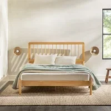 Walker Edison Mid-Century Modern Slatted Solid Wood Queen Bedframe for $99.99