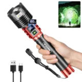 WdtPro Rechargeable LED Flashlight with LCD Display (Red) – $17