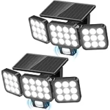 WdtPro 2-Pack Solar 3500lm Motion Sensor 3-Head LED Flood Light for $19.99