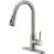 Wewe Single Handle High Arc Brushed Nickel Kitchen Faucet for $34.99