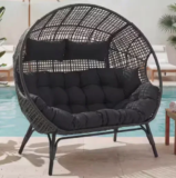 2-Person Wicker Outdoor Patio Lounge Chair with Cushion for $255 $255.00