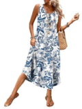 WIHOLL Button Front Sleeveless Casual Midi Dress with Pockets for $14.84